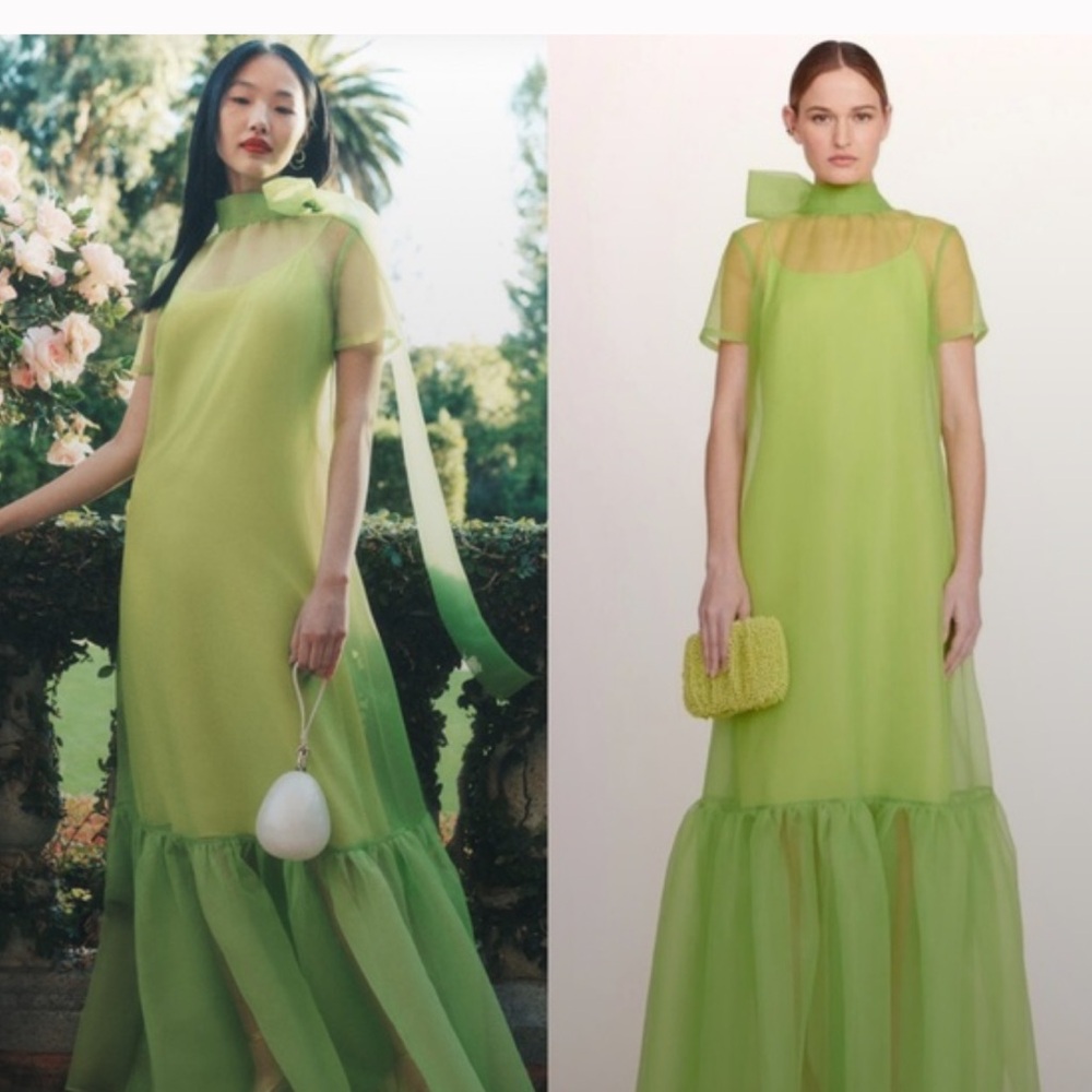 STAUD Lime Green Sheer Dress - Picture 6 of 6